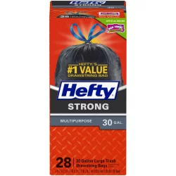 Hefty Strong 30-Gallon Multi-Purpose Large Drawstring Trash Bags