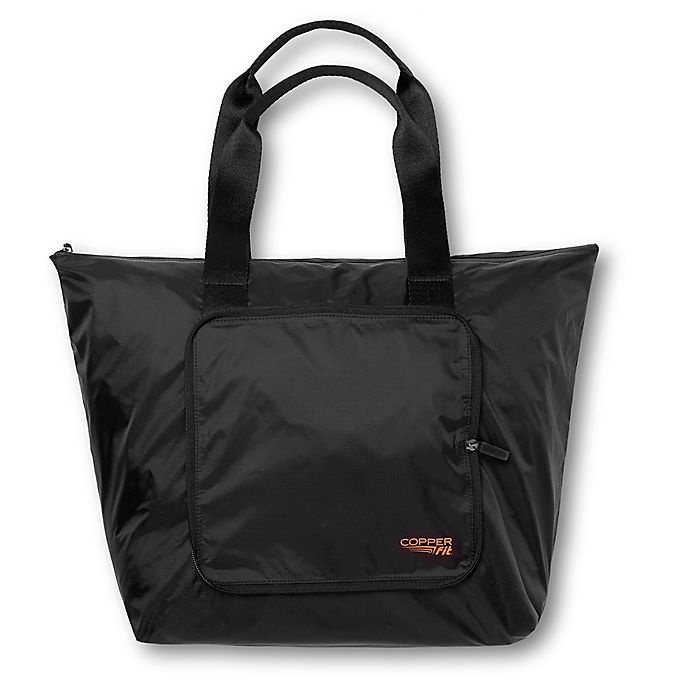 slide 1 of 4, Copper Fit Packable Tote - Black, 14 in