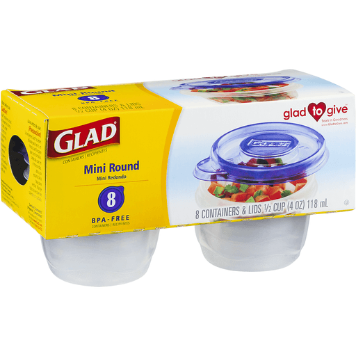 slide 2 of 9, Glad Mini Rounds Food Storage Containers, 8 ct; 4 oz