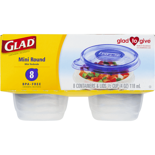 slide 3 of 9, Glad Mini Rounds Food Storage Containers, 8 ct; 4 oz
