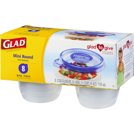 slide 4 of 9, Glad Mini Rounds Food Storage Containers, 8 ct; 4 oz