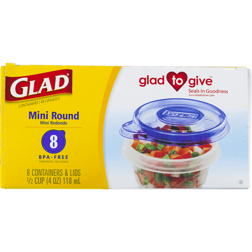 slide 8 of 9, Glad Mini Rounds Food Storage Containers, 8 ct; 4 oz