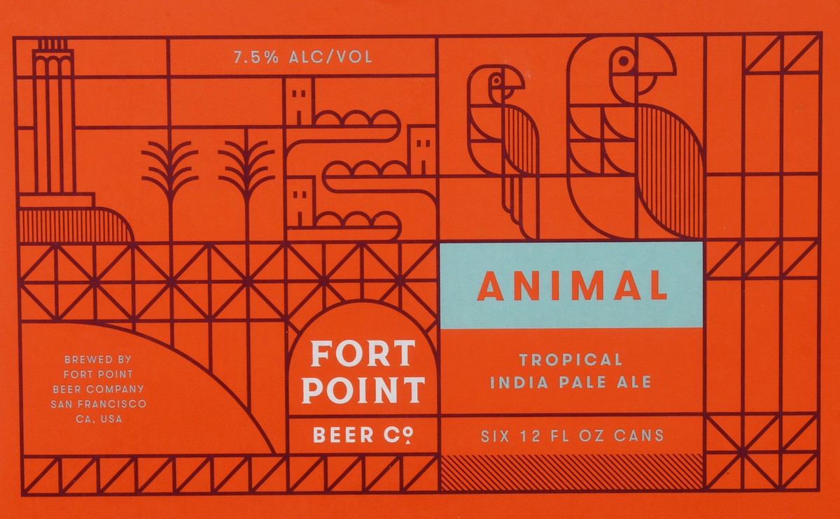 slide 1 of 9, Fort Point Beer Co. Animal Tropical India Pale Ale Beer 6-12 fl oz Cans, 6 ct