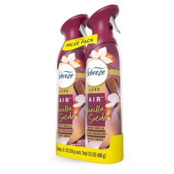 Febreze Air Mist, Luxe Air Freshener Spray, Odor Fighting Room Spray, Vanilla Suede Scent, 8.1oz, 2ct