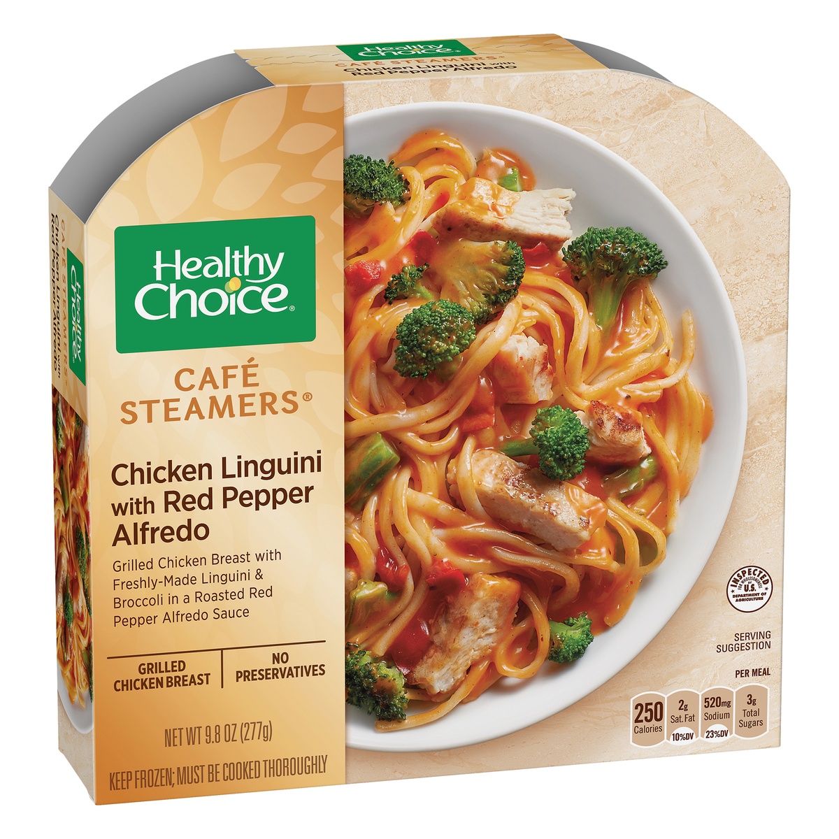 slide 2 of 11, Healthy Choice Cafe Steamers Chicken Linguini with Red Pepper Alfredo, 9.8 oz