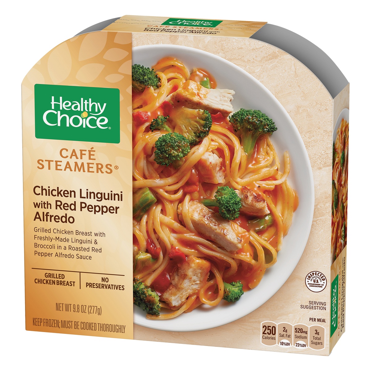 slide 3 of 11, Healthy Choice Cafe Steamers Chicken Linguini with Red Pepper Alfredo, 9.8 oz