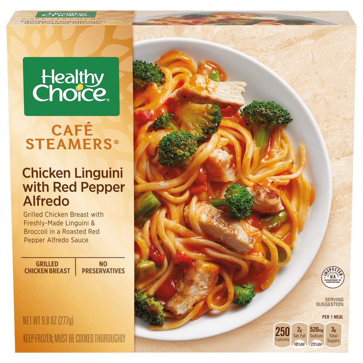 slide 1 of 5, Healthy Choice Cafe Steamers Chicken Linguini with Red Pepper Alfredo 9.8 oz, 9.8 oz