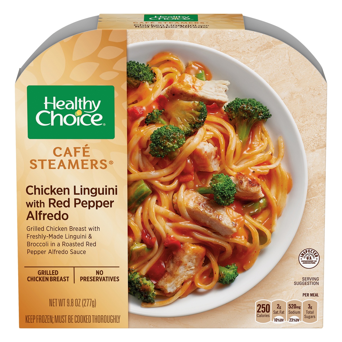 slide 11 of 11, Healthy Choice Cafe Steamers Chicken Linguini with Red Pepper Alfredo, 9.8 oz