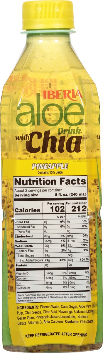 slide 14 of 14, Iberia Aloe Drink, with Chia, Pineapple - 16.9 oz, 16.9 oz