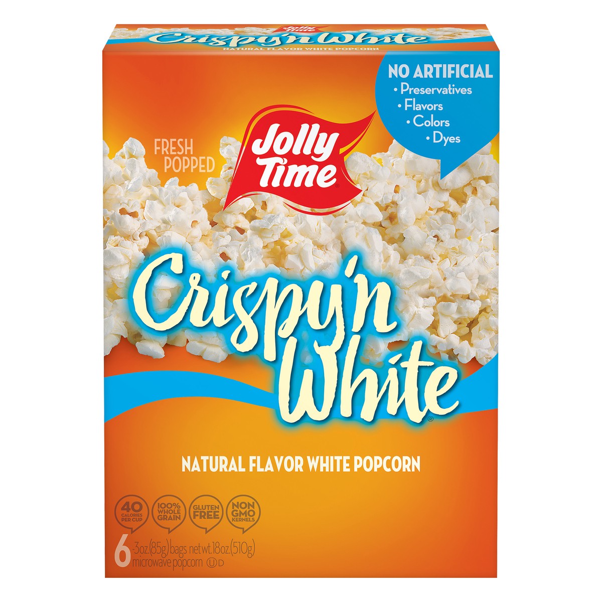 slide 1 of 7, Jolly Time Crispy N White Microwave Popcorn, 21 oz