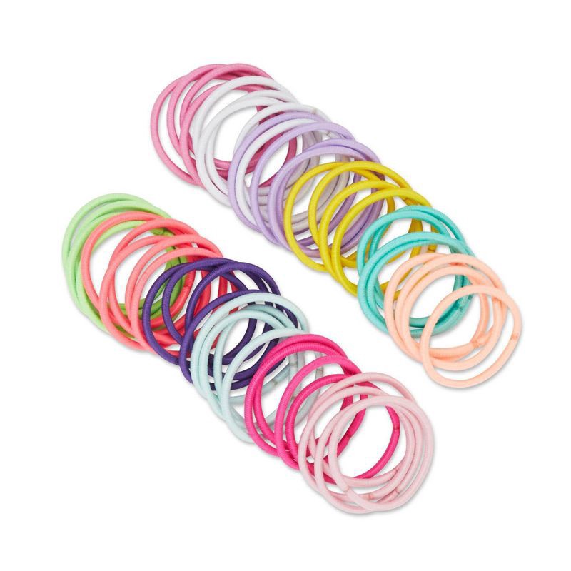 slide 2 of 3, scünci Elastic Hair Ties - Assorted Colors - 2mm/50pk, 50 ct