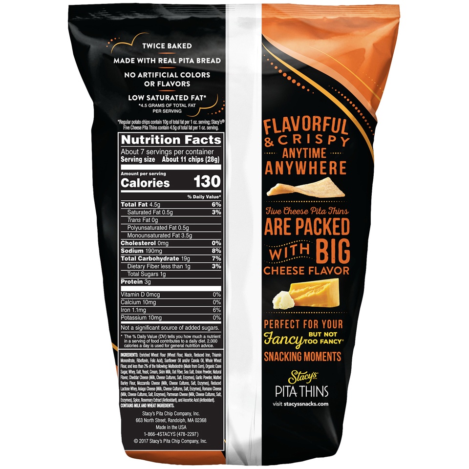 slide 2 of 4, Stacy's Baked Pita Thins Five Cheese Flavored 6 3/4 Oz, 6.75 oz