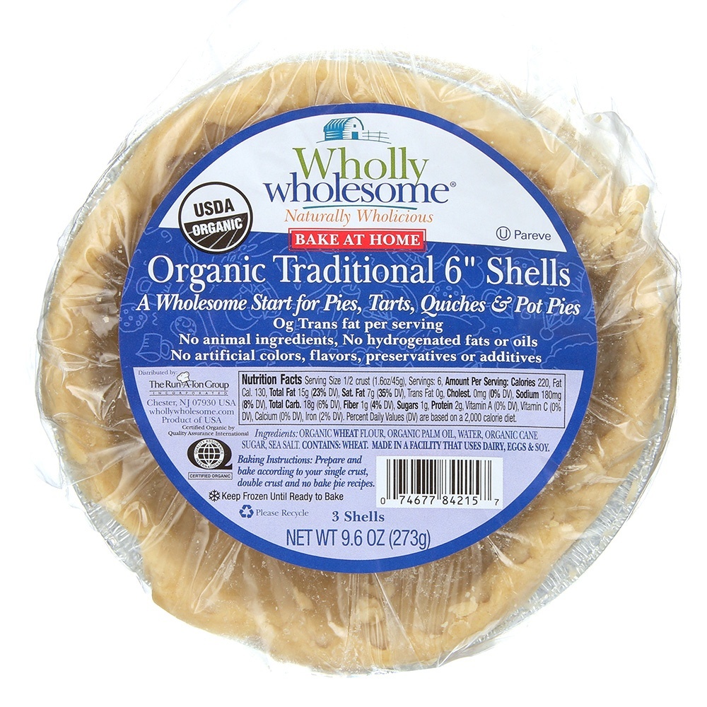 slide 1 of 1, Wholly Wholesome Organic Traditional Pie Crust, 9.6 oz; 6 in