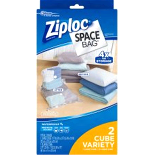 slide 1 of 1, Ziploc Space Bag Cube Variety Pack: 1 L + 1 XL, 2 ct, 2 ct