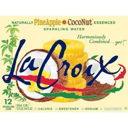 LaCroix Pineapple Coconut Sparkling Water - 12 pk Cans