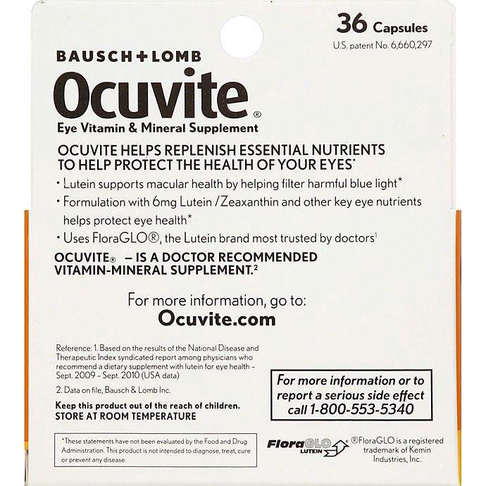 slide 2 of 2, Ocuvite Bausch + Lomb Ocuvite Lutein & Zeaxanthin Vitamin & Mineral Supplement, 36 ct Capsules, 36 ct
