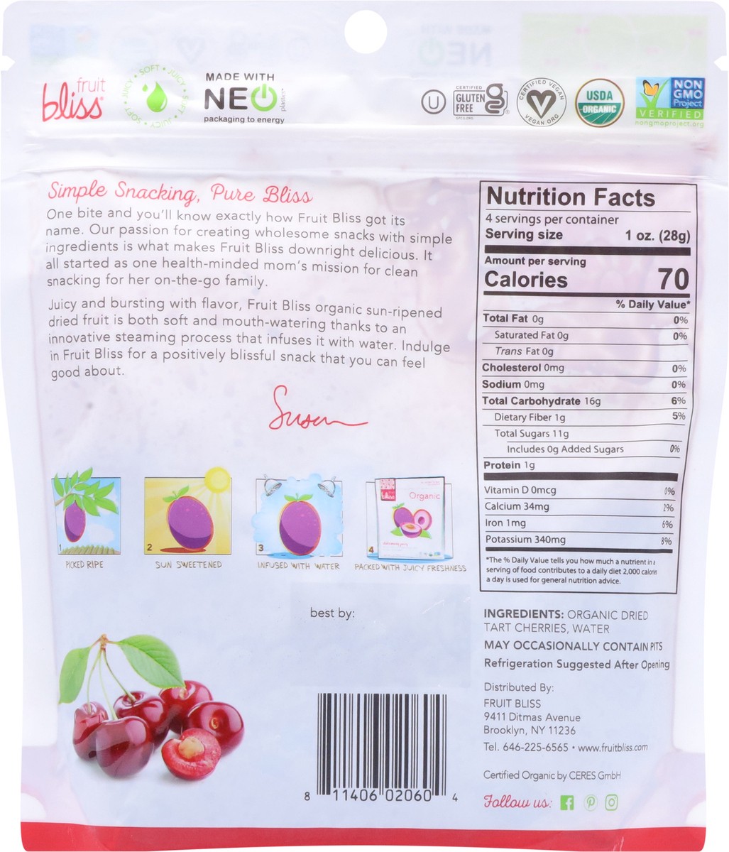 slide 2 of 9, Fruit Bliss Dried & Pitted Organic Tart Cherries 4 oz, 4 oz