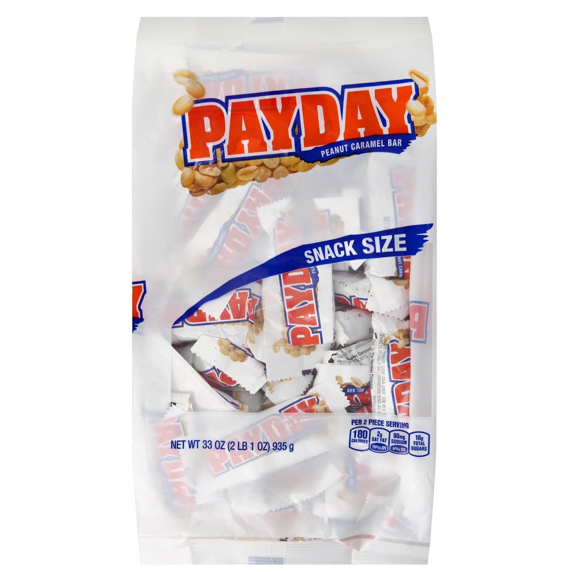 slide 1 of 1, Payday Peanut Caramel Snack Size Candy Bars, 20.3 oz