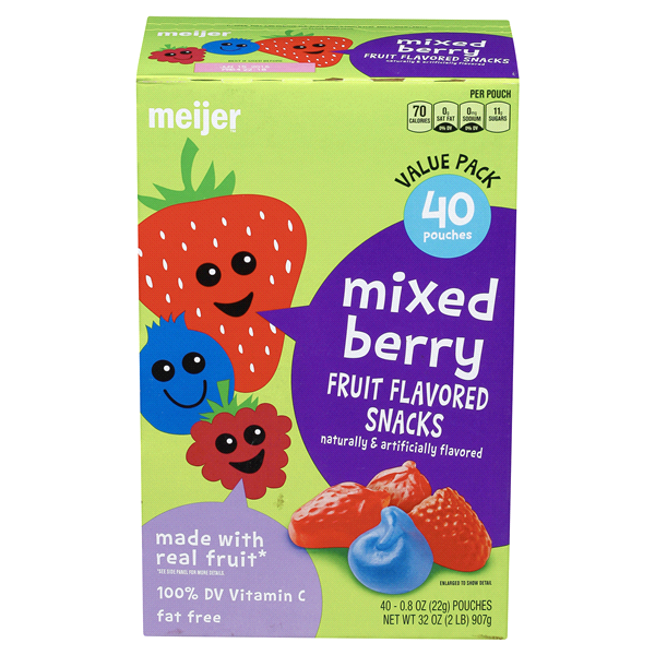 slide 1 of 1, Meijer Mixed Berry Value Pack Fruit Flavored Snacks, 32 oz