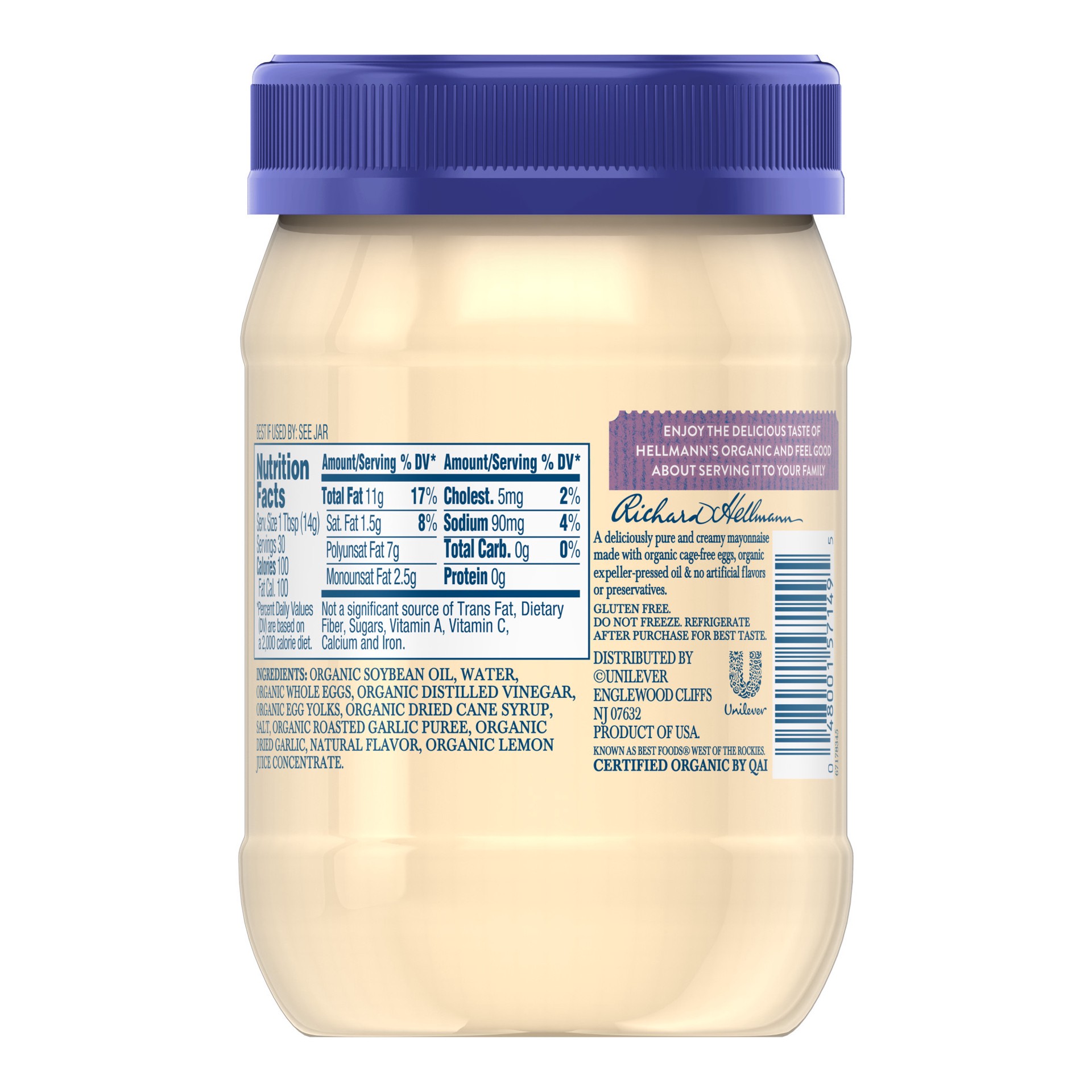 slide 4 of 4, Hellmann's Mayonnaise Organic Roasted Garlic, 15 oz, 15 oz