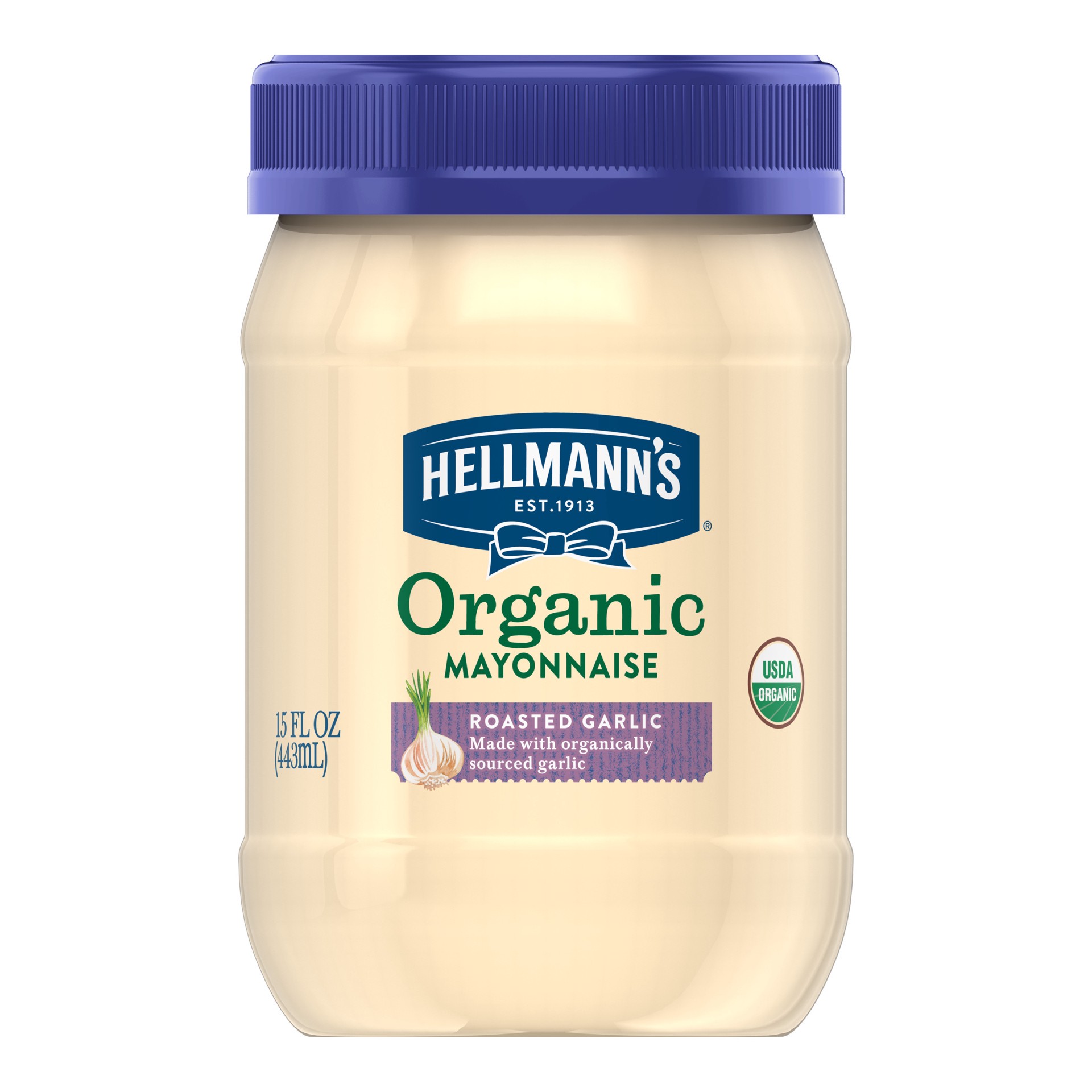 slide 1 of 4, Hellmann's Mayonnaise Organic Roasted Garlic, 15 oz, 15 oz