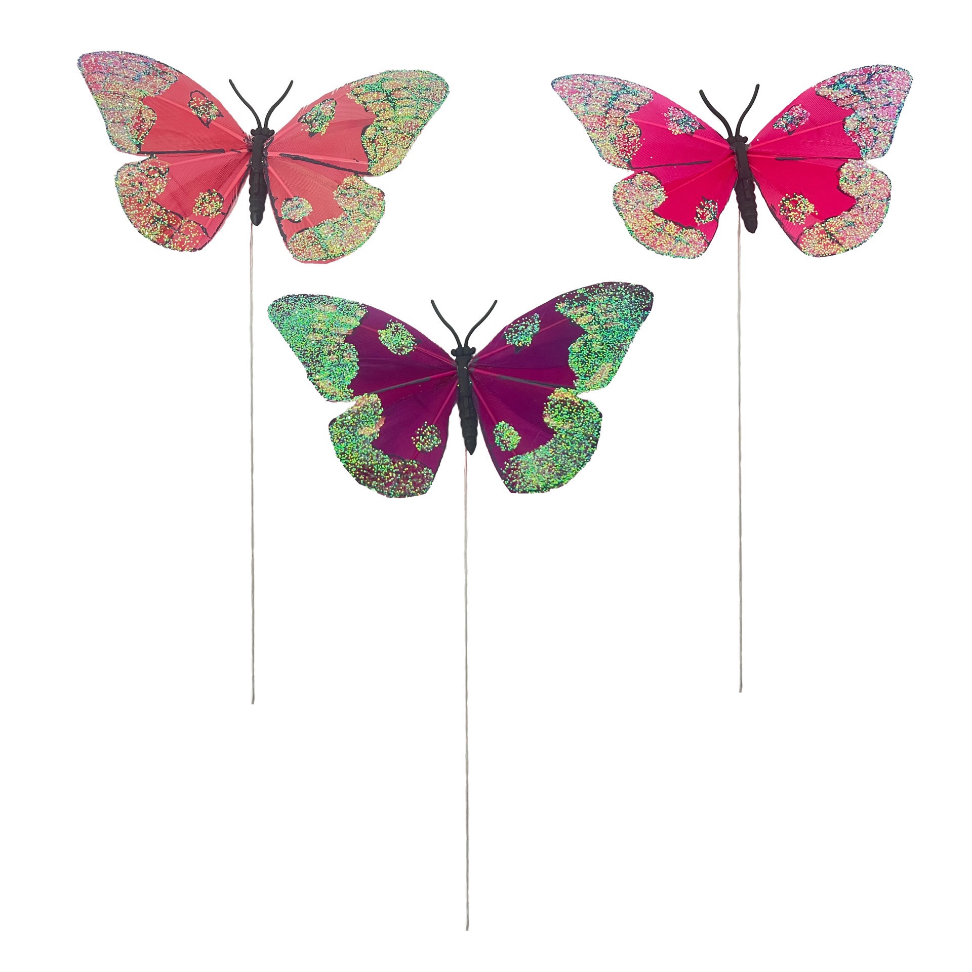 slide 2 of 2, 4.5" Pink Feather Butterflies, 8ct. By Ashland, 8 ct