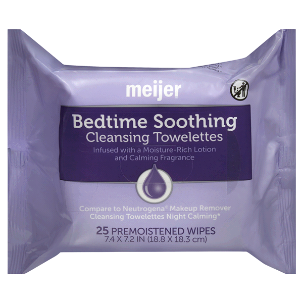slide 1 of 1, Meijer Bedtime Soothing Cleansing Towelettes, 25 ct