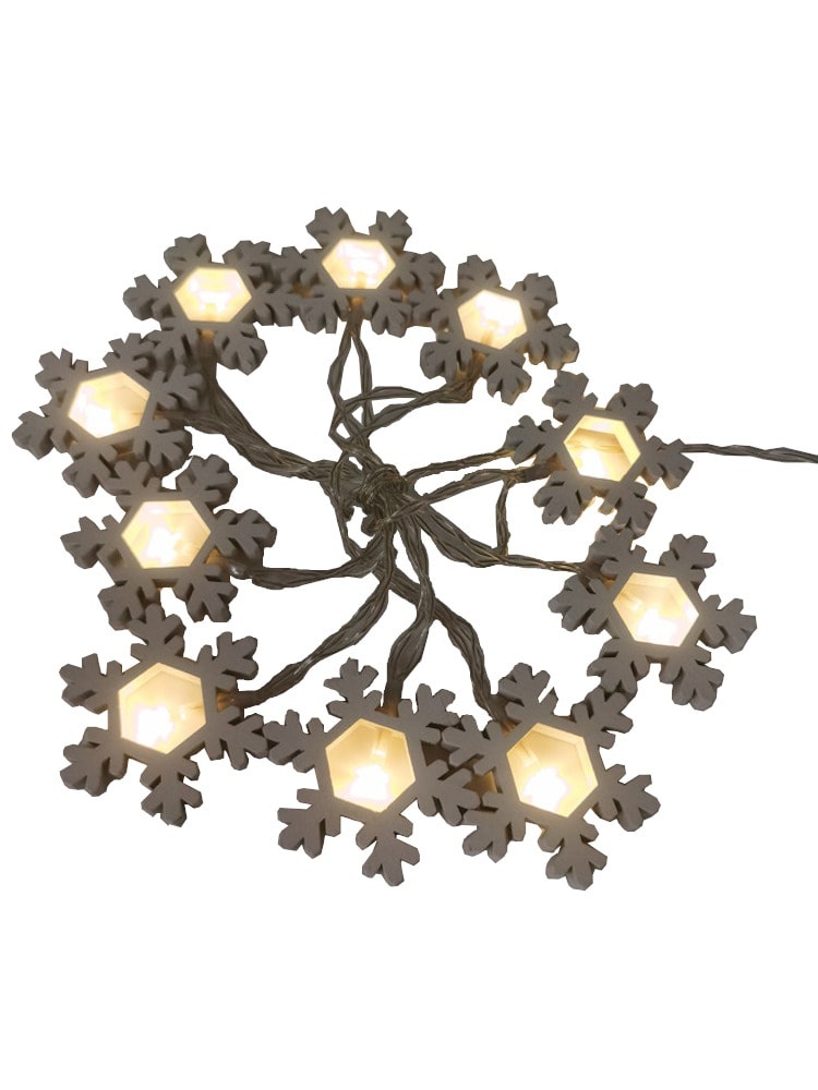 slide 1 of 1, Holiday Home Led Wood Snowflake String Lights - White, 10 ct