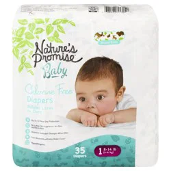 Nature's Promise Chlorine Free Size 1 Baby Diapers 8-14 lb