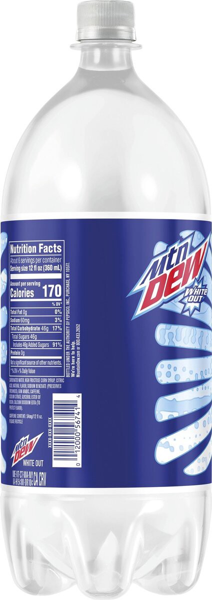 slide 7 of 9, Mountain Dew White Out Soda - 2 liter, 2 liter