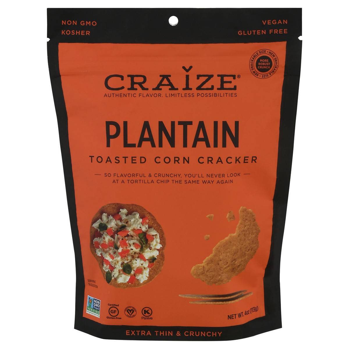 slide 1 of 9, Craize Craiz Crackers Corn Plantain, 1 ct