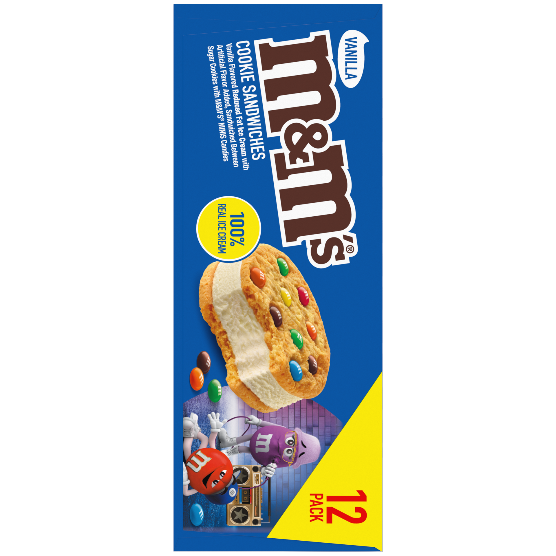 slide 4 of 4, M&M'S Vanilla Ice Cream Cookie Sandwiches 12pk, 48 oz