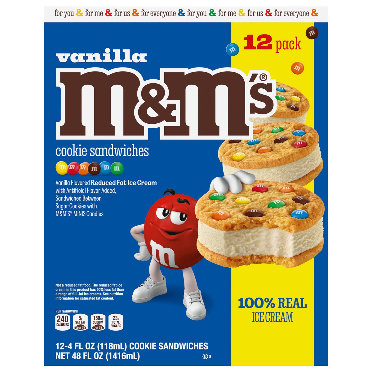 slide 1 of 4, M&M'S Vanilla Ice Cream Cookie Sandwiches 12pk, 48 oz
