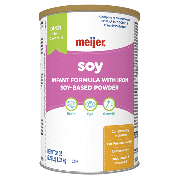 slide 1 of 1, Meijer Baby Value Size Soy Infant Formula With Iron, 36 oz