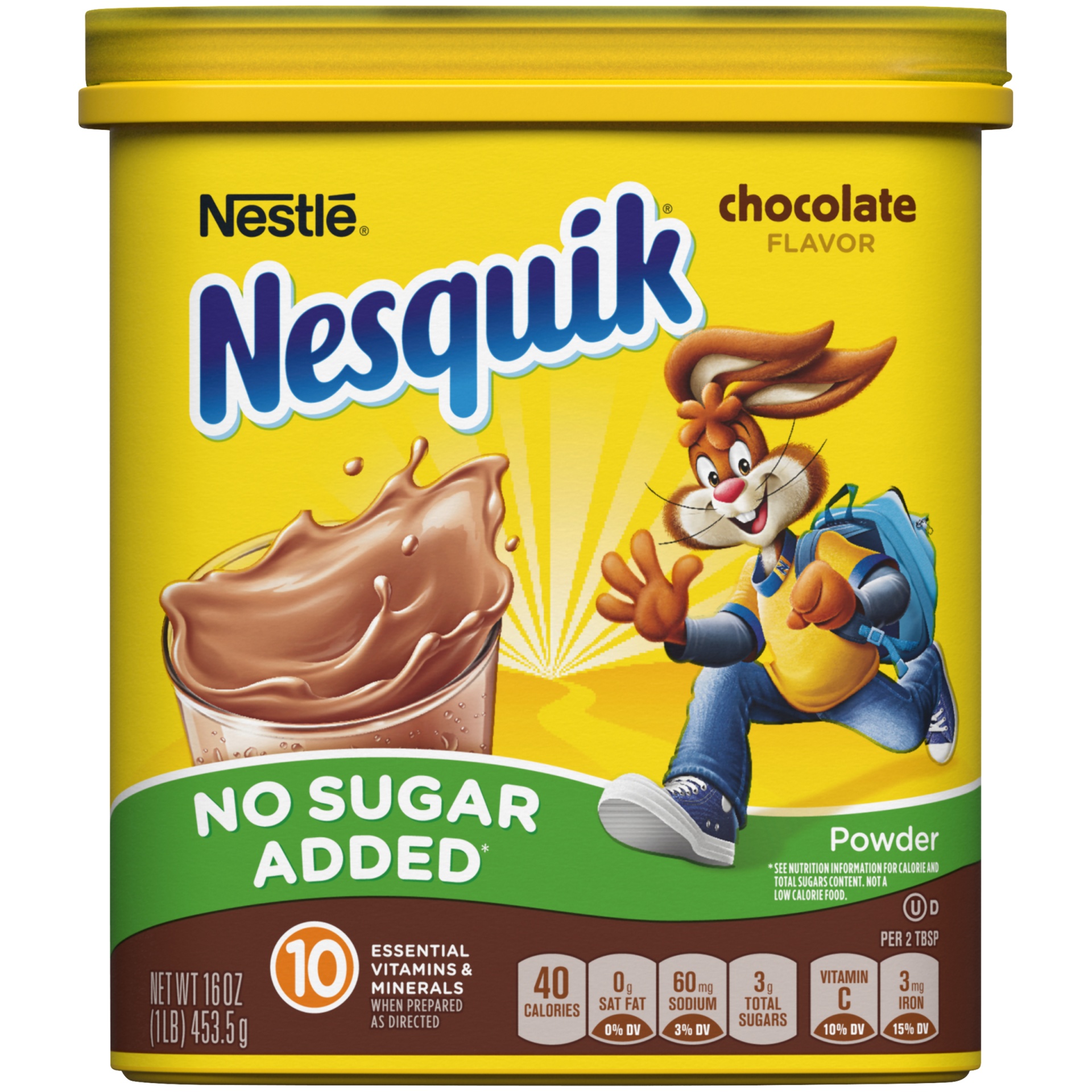 slide 1 of 2, Nesquik No Sugar Added Chocolate Milk Mix, 16 oz