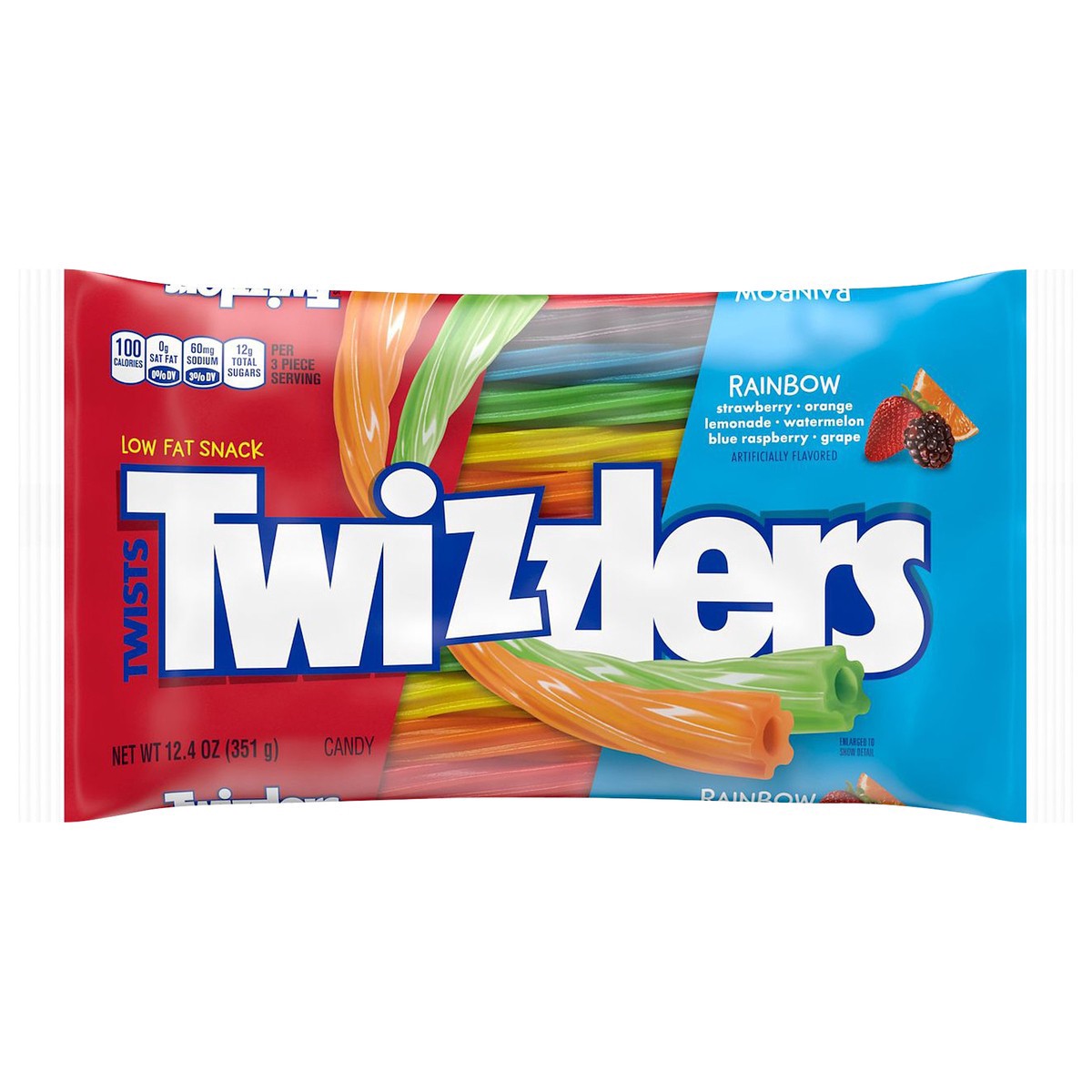 slide 5 of 9, TWIZZLERS Twists Assorted Fruit Flavored Chewy Candy, Low Fat, 12.4 oz, Bag, 12.4 oz