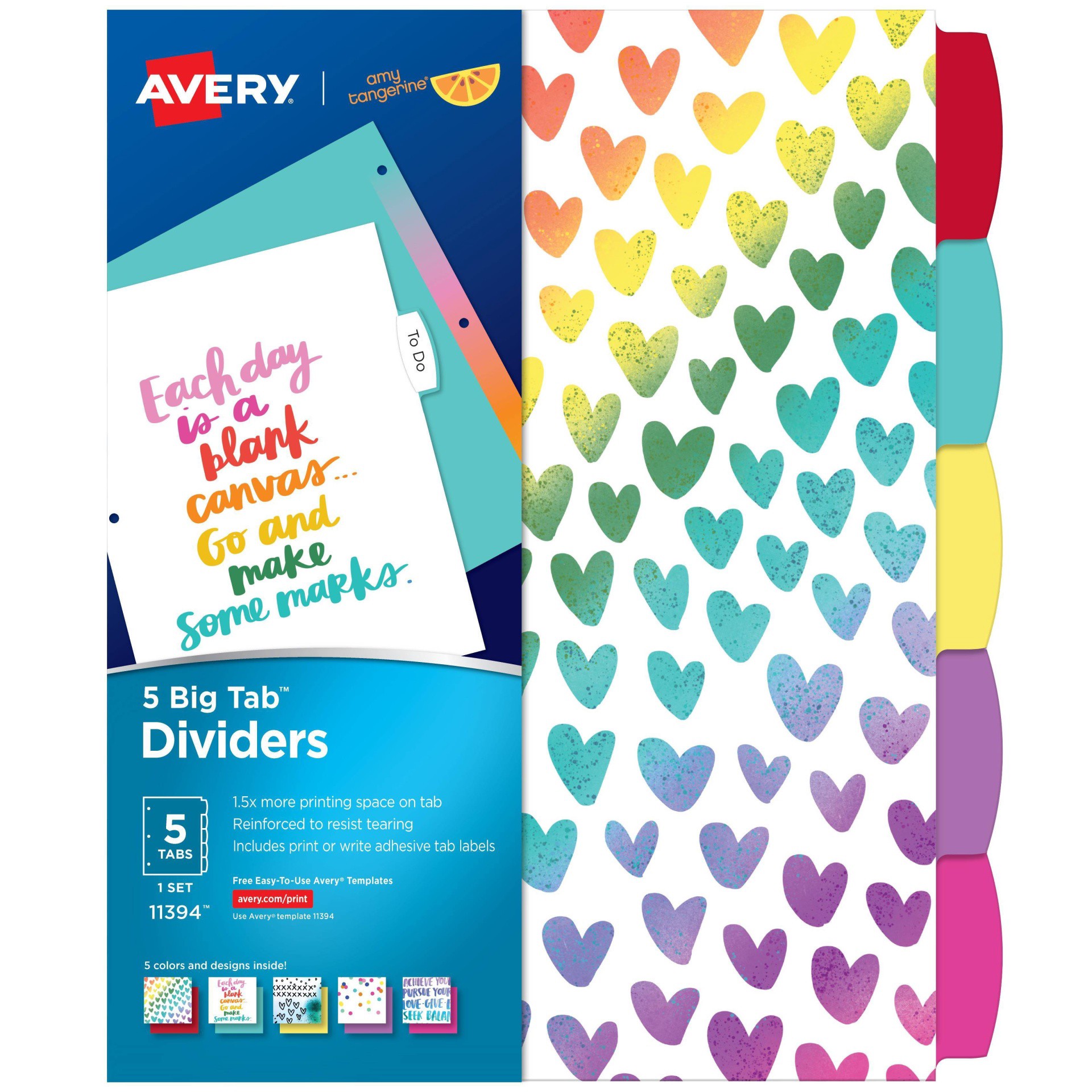 slide 1 of 6, Avery Amy Tangerine Collection Big Tab Rainbow Fashion Dividers, 5 ct