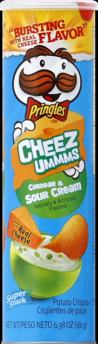 slide 2 of 6, Pringles Potato Crisps, Cheezummms, Cheddar and Sour Cream, Super Stack, 6.38 oz