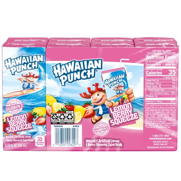 slide 17 of 21, Hawaiian Punch Lemon Berry Squeeze Juice Drink, 8 ct; 6.75 fl oz