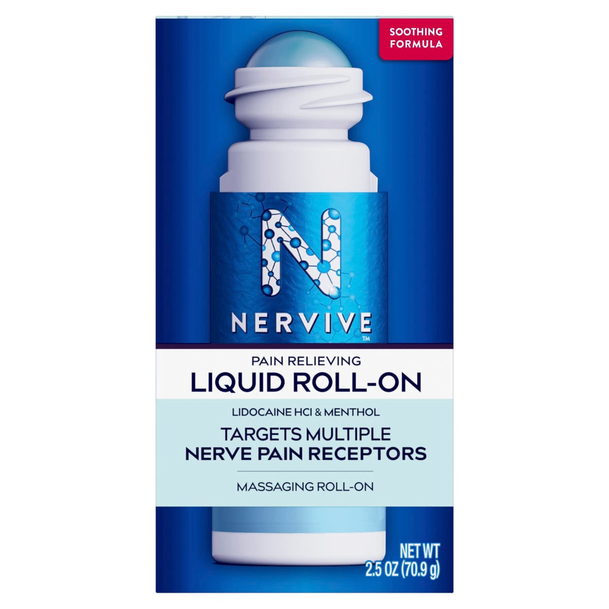 slide 1 of 25, Nervive Nerve Care Pain Relieving Roll-On Liquid, Max Strength No-Mess Topical Pain Reliever with Lidocaine and Menthol for Toes, Feet, Fingers, Hands, Legs & Arms - 2.5 oz, 2.5 oz