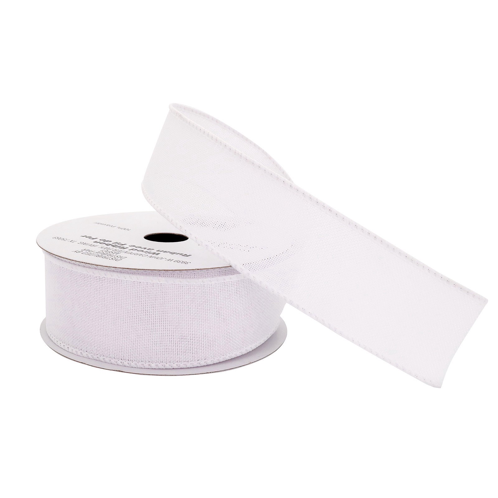 slide 3 of 4, 1.5" X 20ft. White Wired Faux Linen Ribbon By Celebrate It, 1.5 in x 30 ft