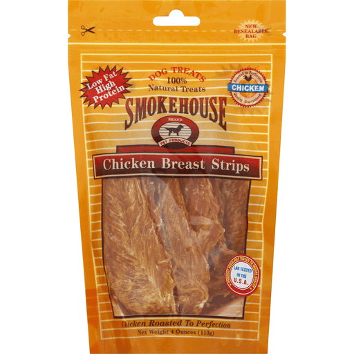 slide 1 of 2, Smokehouse Dog Treats, Chicken Breast Strips, 4 oz