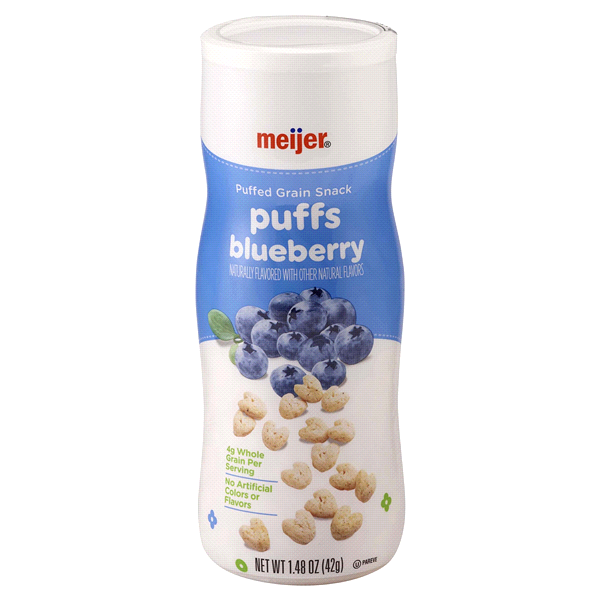 slide 1 of 1, Meijer Baby Little Puffs Grain Snack, Blueberry., 1.48 oz