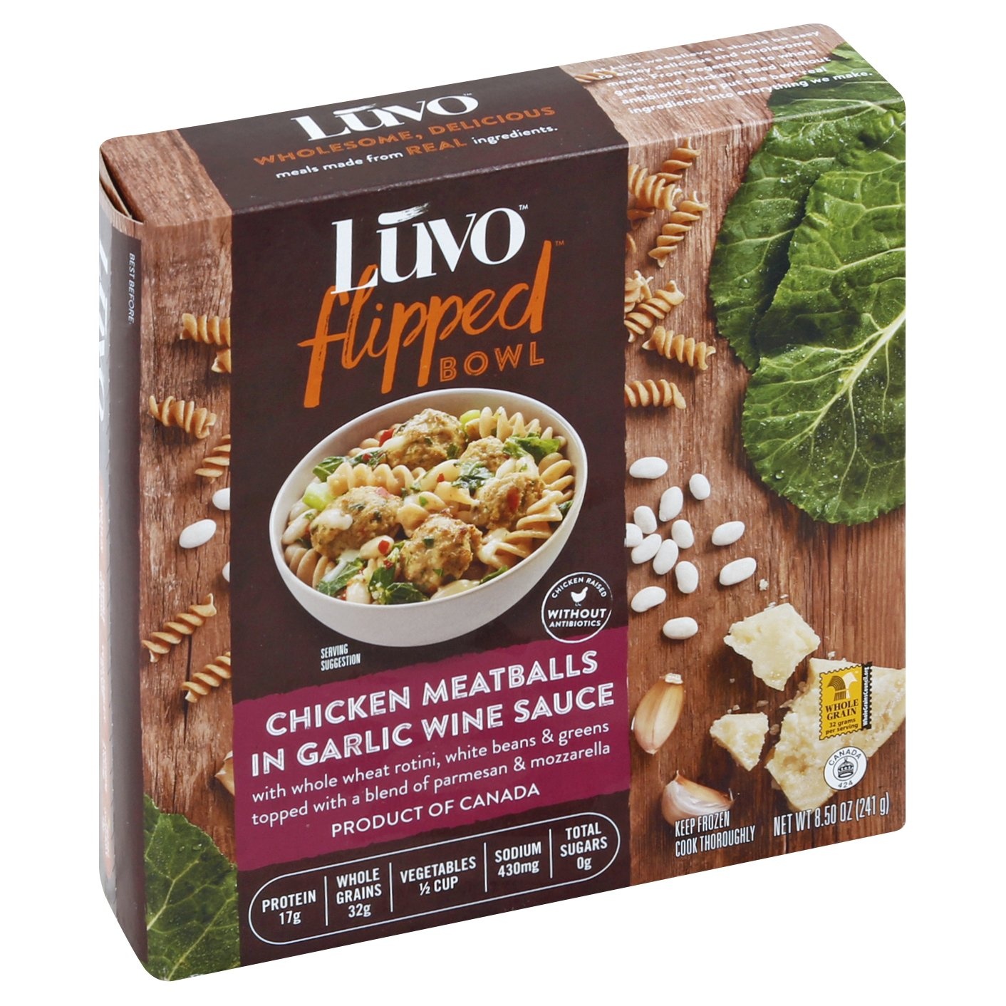 slide 1 of 4, Luvo Chicken Meatballs in Garlic Wine Sauce Bowl, 8.5 oz