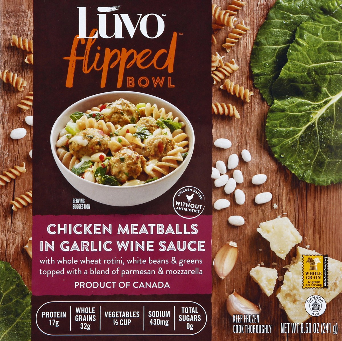 slide 3 of 4, Luvo Chicken Meatballs in Garlic Wine Sauce Bowl, 8.5 oz