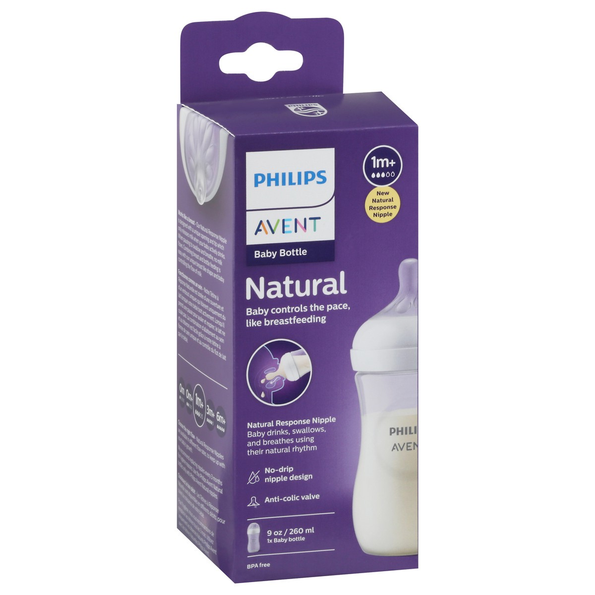 slide 4 of 7, Philips Avent Natural Baby Bottle With Natural Response Nipple , Clear, 9oz, 1pk, SCY903/91, 1 ct