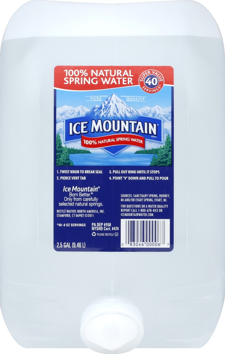 slide 4 of 4, Ice Mountain 100% Natural Spring Water, 2.5 gal