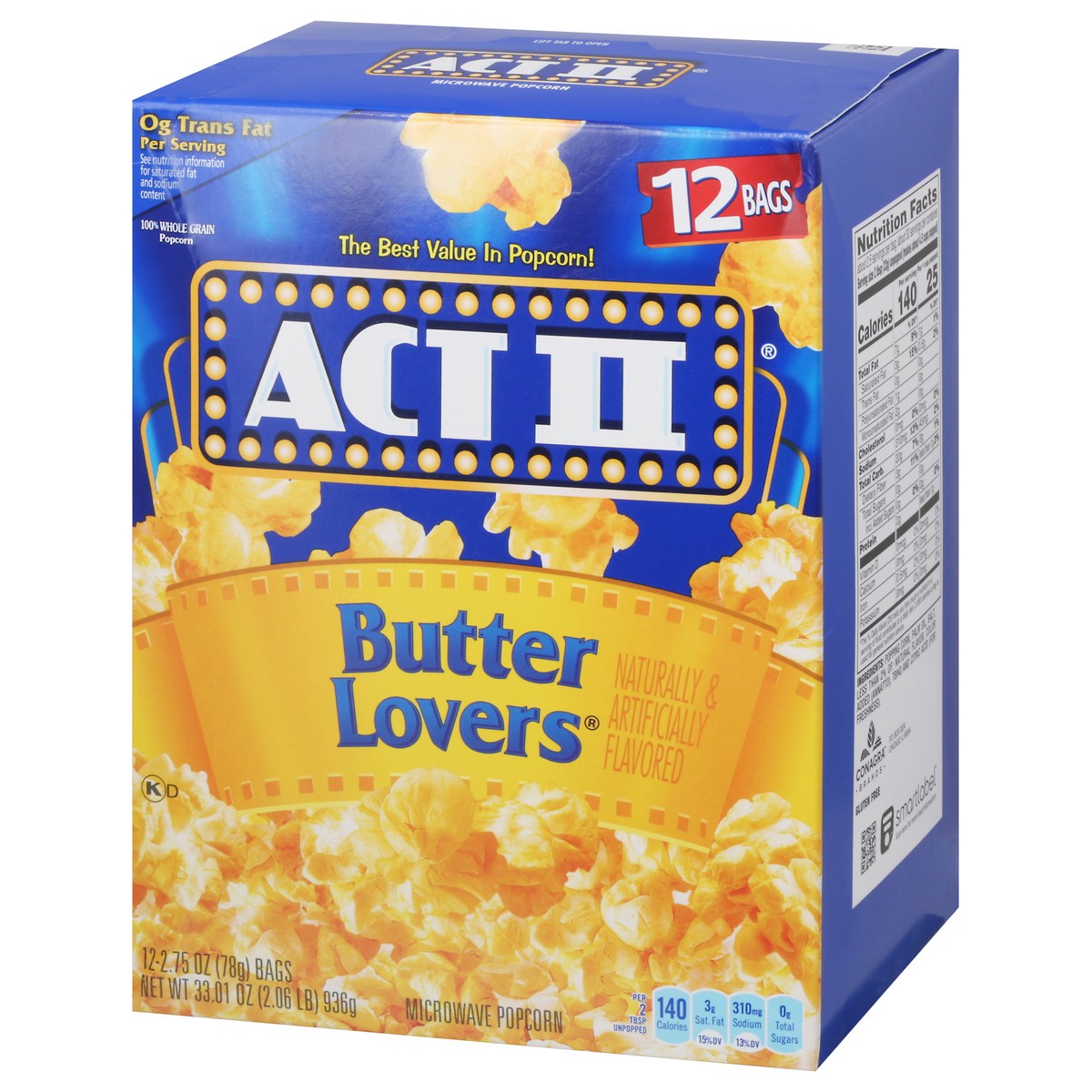 slide 2 of 10, ACT II Butter Lovers Microwave Butter Lovers Popcorn - 12 ct, 12 ct
