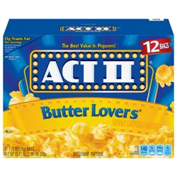 ACT II Butter Lovers Microwave Butter Lovers Popcorn - 12 ct