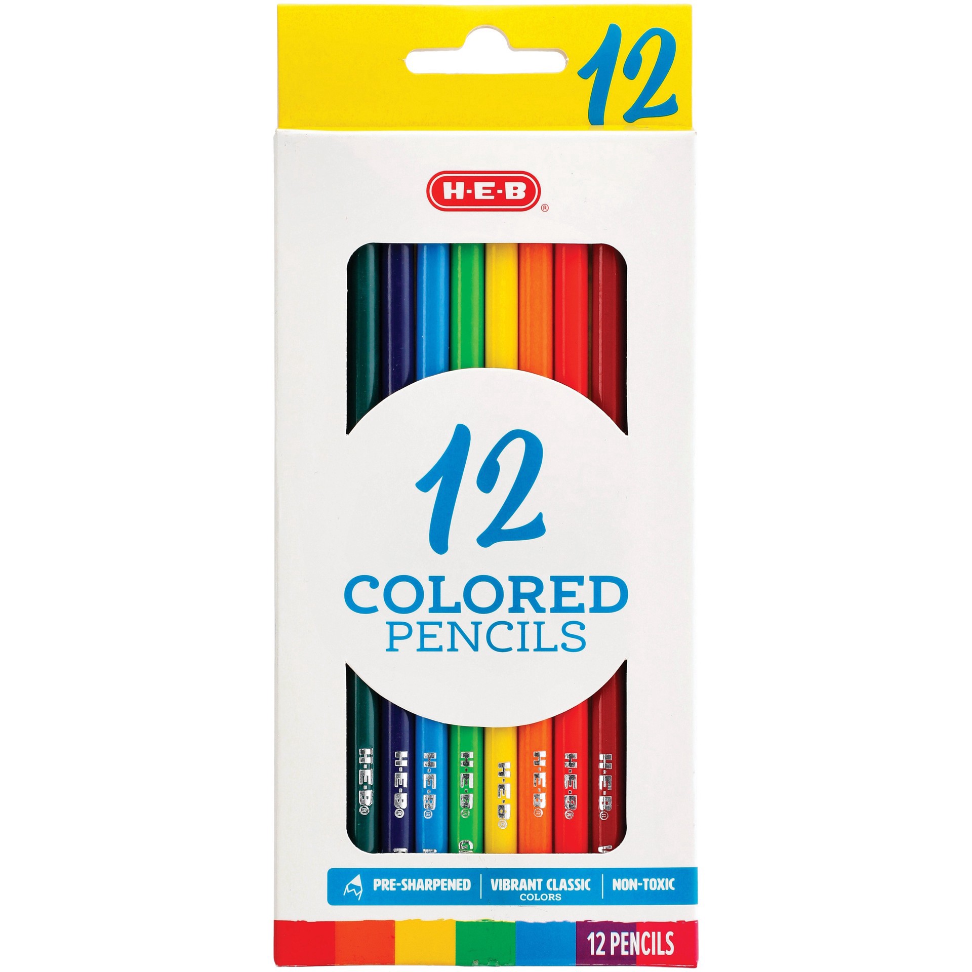 slide 1 of 1, H-E-B Pre-Sharpened Colored Pencils, 12 ct